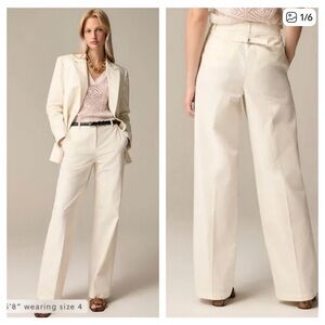 J. Crew Cream Wide-Leg Trousers